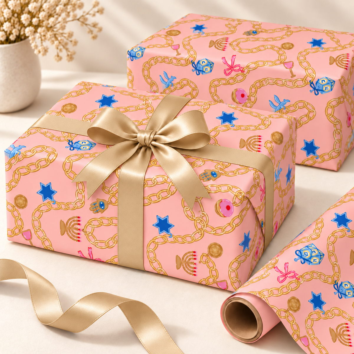 Hanukkah Charm Bracelet Wrapping Paper