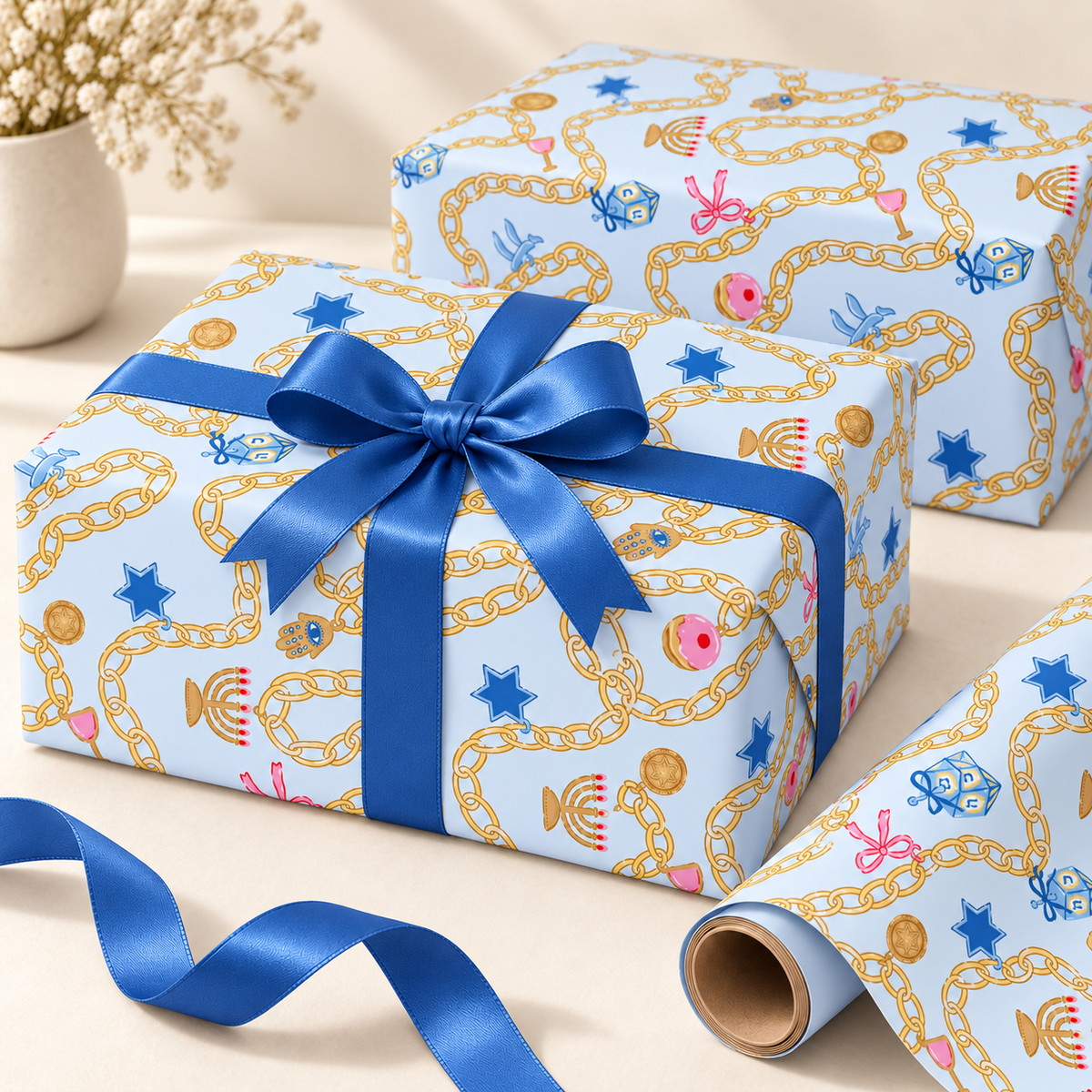 Hanukkah Charm Bracelet Wrapping Paper